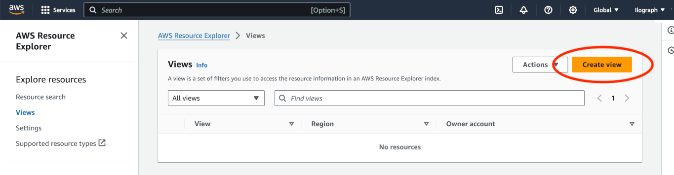 Creating a view with AWS Resource Explorer