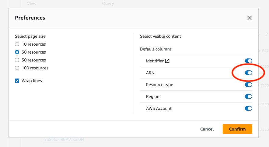 Customizing the exported columns