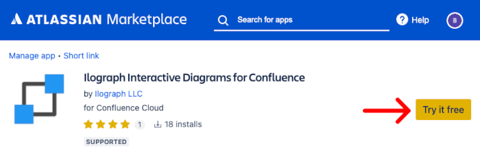 Ilograph for Conflunce Cloud page in the Atlassian Marketplace