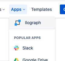 Opening Ilograph for Conflunce Cloud from the Apps menu
