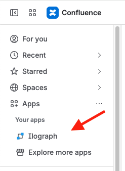 Opening Ilograph for Conflunce Cloud from the Apps menu