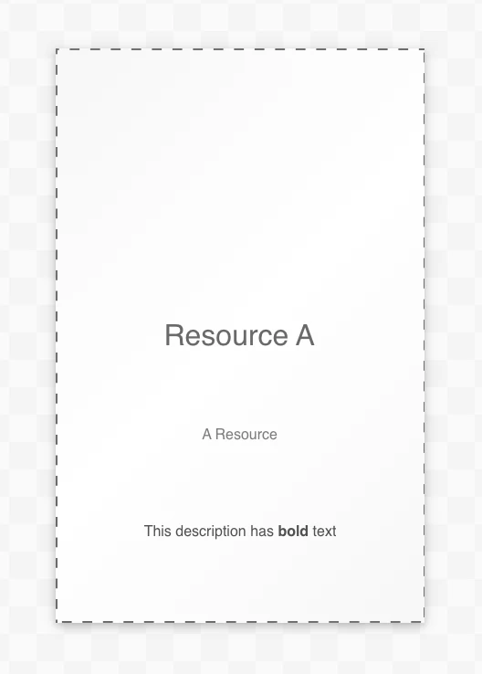 A resource with bold text in the description