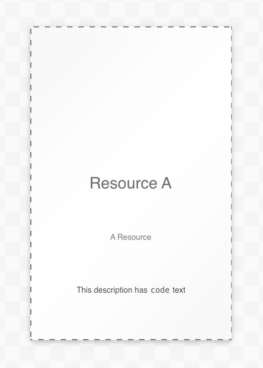 A resource with code text in the description