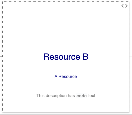 A resource with code text in the description