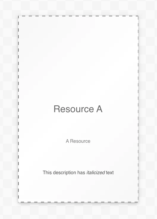 A resource with italic text in the description