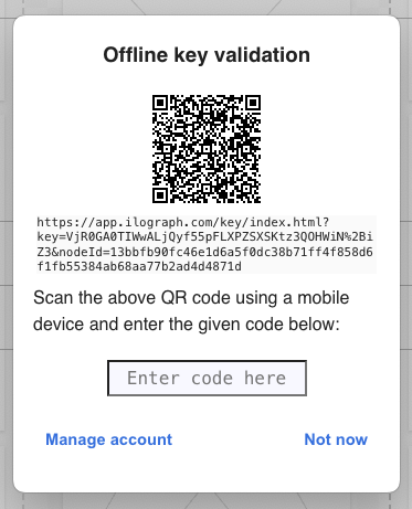 The Ilograph Desktop offline re-validation window